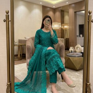 Emerald Chiffon Formal Suit